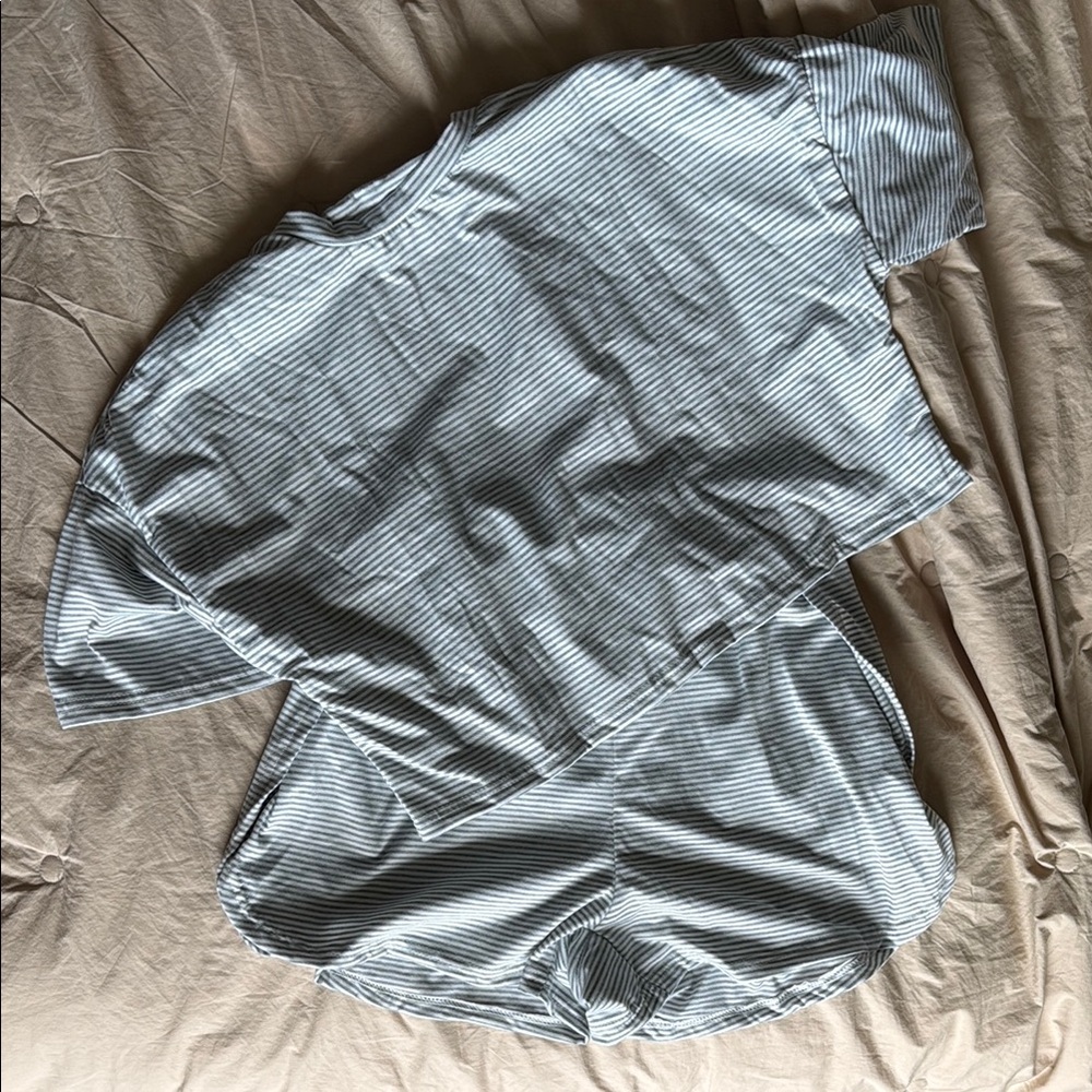 Striped Grey and White Pajama Set